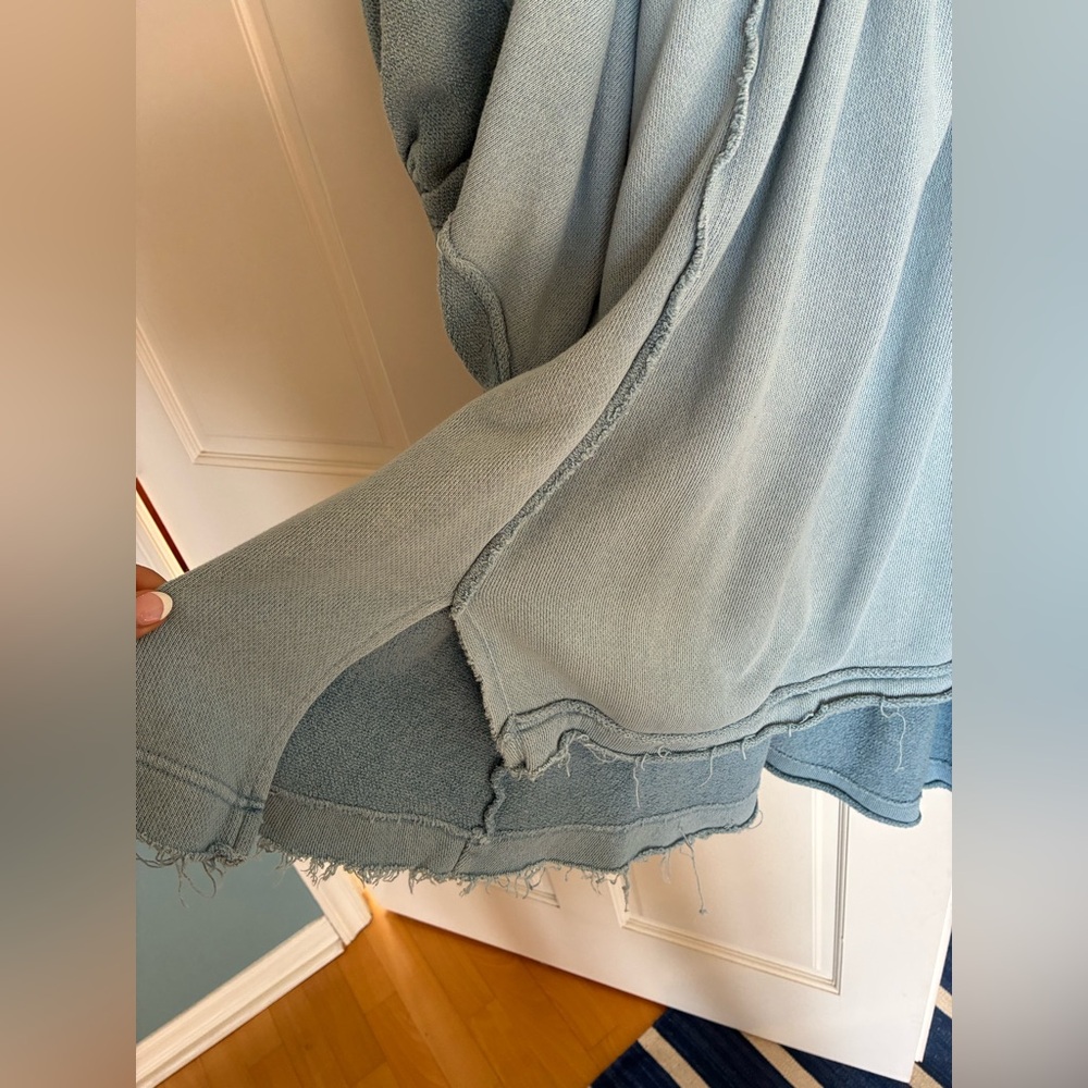 Free People Sunchild Babydoll Light Blue Tunic Sweatshirt Dress - Picture 8 of 9
